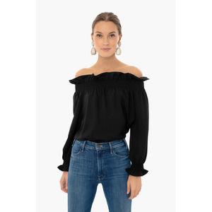 Tuckernuck NWT Black Off the Shoulder Marguerite Blouse Womens Sz Md Ruffle